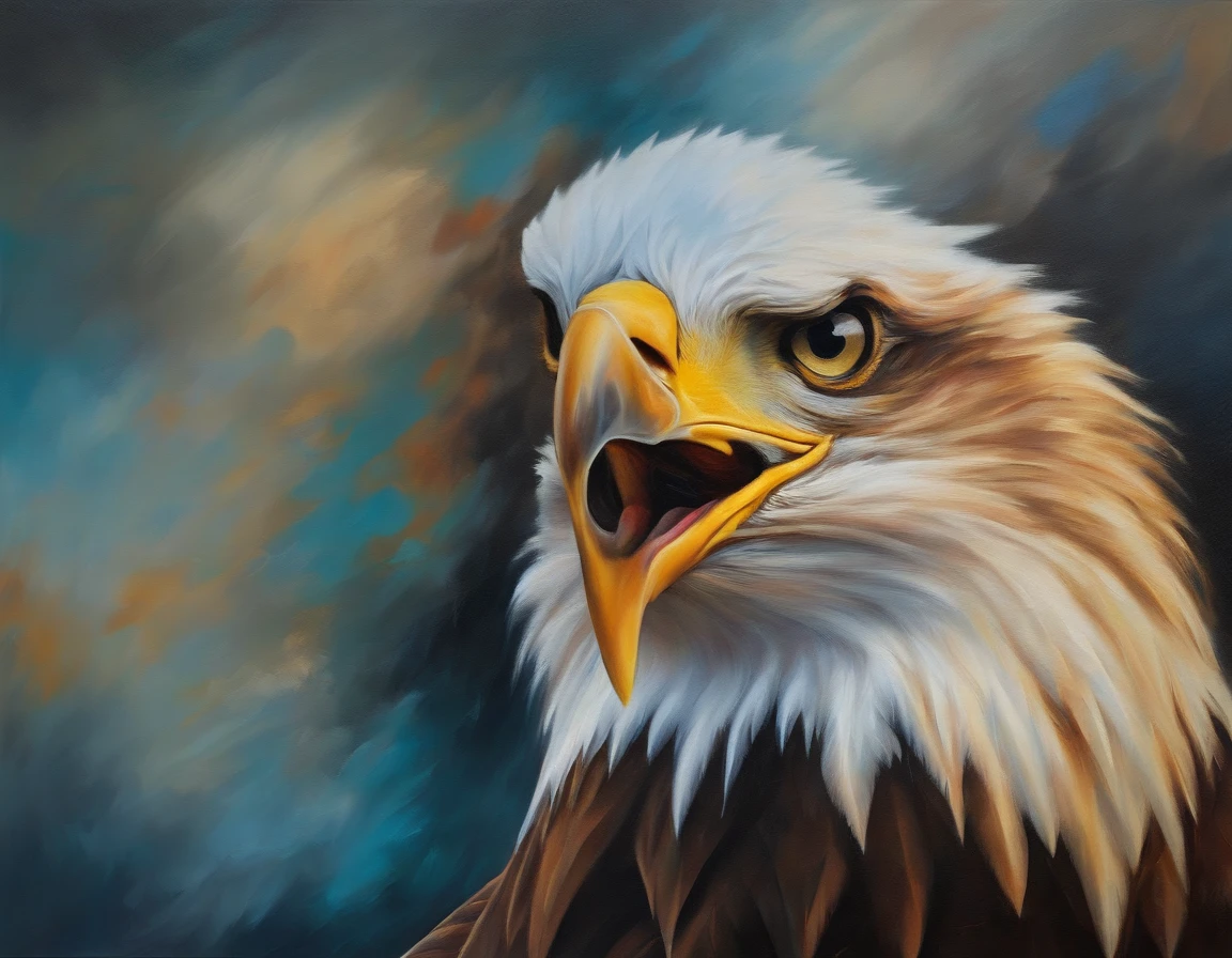 "An Abstract Oil Painting of a Majestic Eagle."