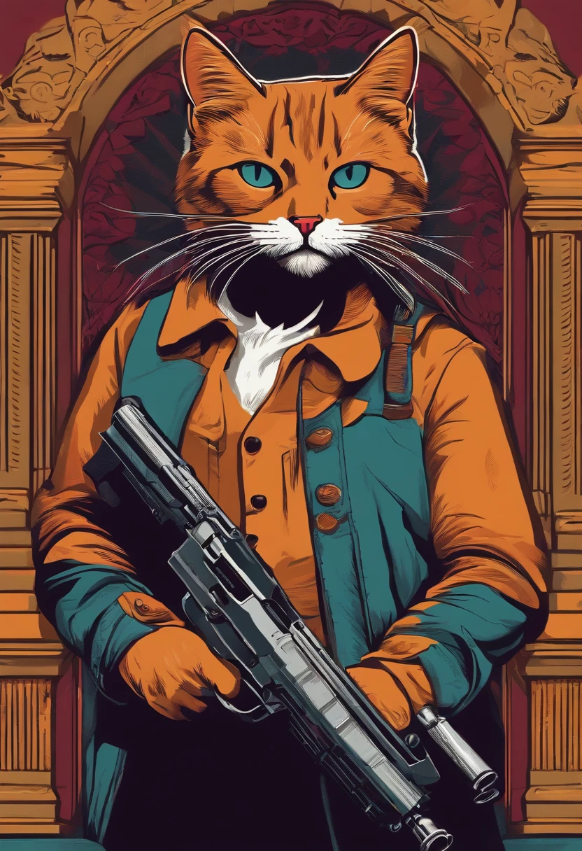 cat holding a gun