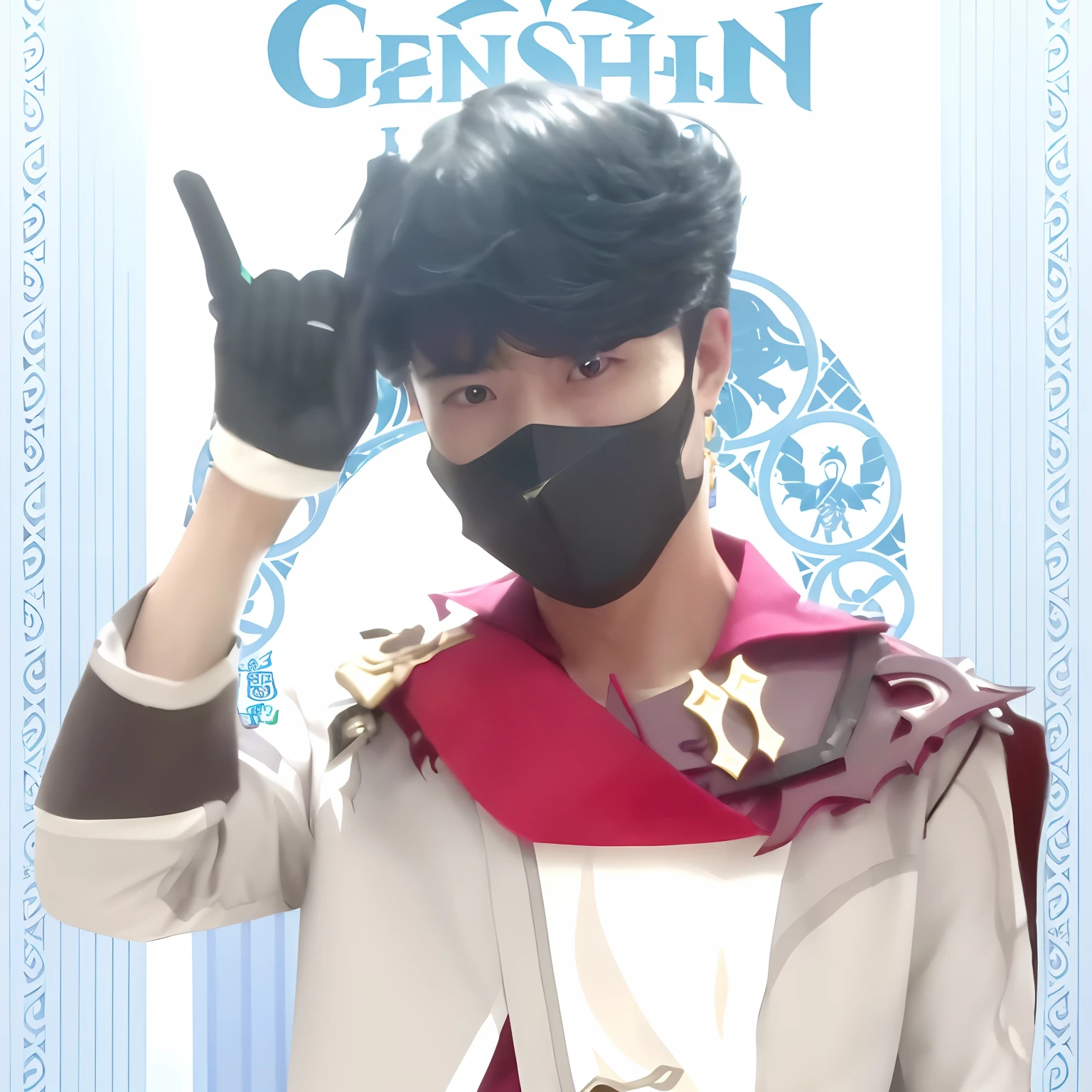 arafed image of a man in a mask and a jacket, genshin, zhongli from genshin impact, keqing from genshin impact, genshin impact character, genshin impact style, genshin impact, cosplayer, jinyoung shin, inspired by Matsumura Goshun, inspired by Bian Shoumin, inspired by Junpei Satoh