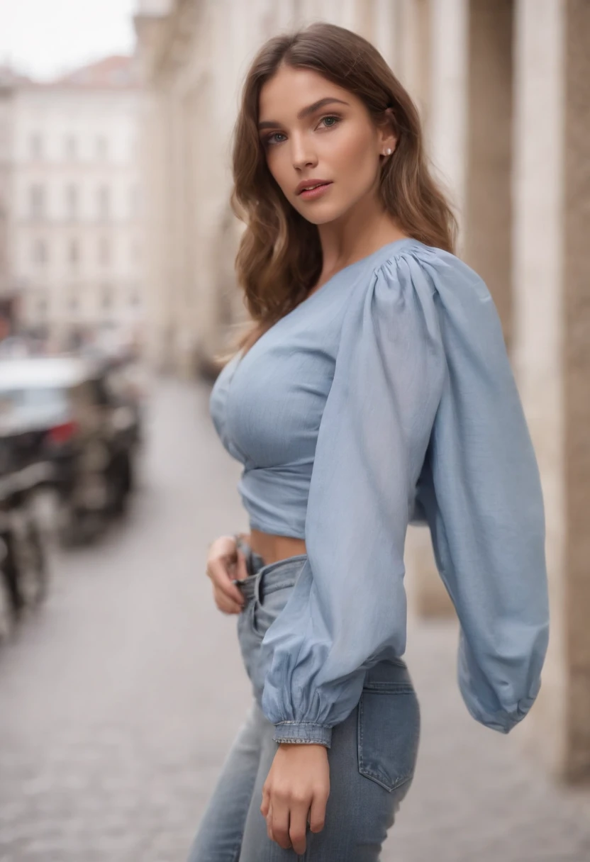 Beautiful 25-year-old Swedish, pelo muy rubio, cabello muy rubio, pelo rubio largo rizado, rubia, joven estilo suecia, ojos grises, piel blanca, senos naturales normales, senos normales, smal boobs, small breast size ,mujer sexy, estilo de cuerpo sexy, estilo elegante, cadera ancha, pompas grandes, pompas firmes, pompas suaves, muslo grande, muslo carnoso, cadera grande,cadera sexy, usando jeans azules ajustados, usando jeans que esten pegados a su cadera grande, small waist, cintura delgada, usando blusa de tirantes blanca, en el centro comercial, mandando beso y mostrando su gran cadera
