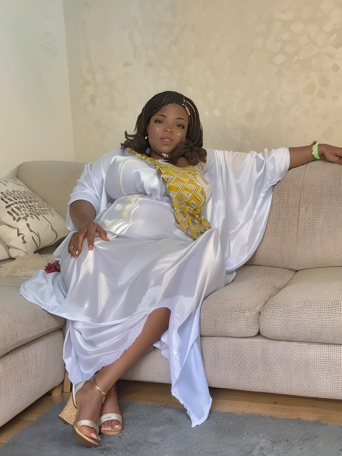 Femme Africaine, grosse et belle, dressed in white