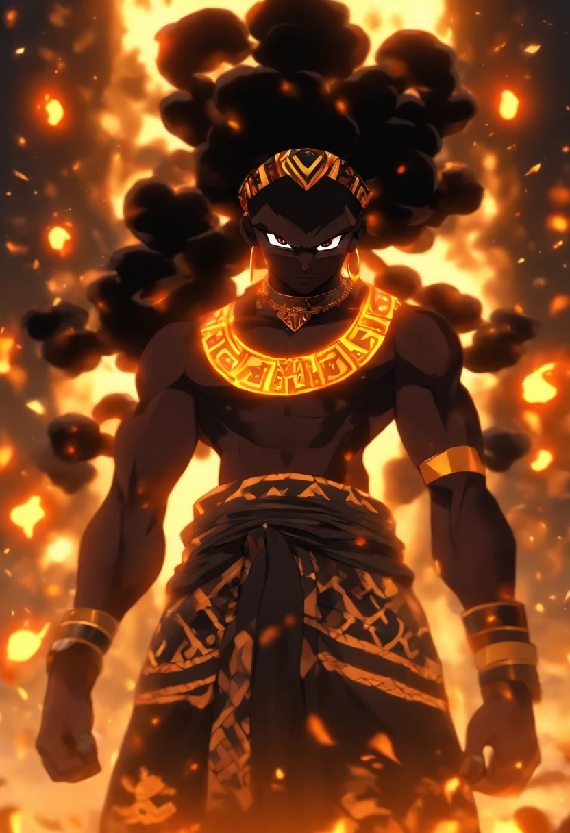 (((NYAME))) best quality, ultra-high resolution, 4K detailed CG, master piece, Nyame, Ashanti God, old , black, Ghanaian clothing, Ashanti mythology, Ghana, ((standing pose)) , African image, aesthetic, centered on the screen