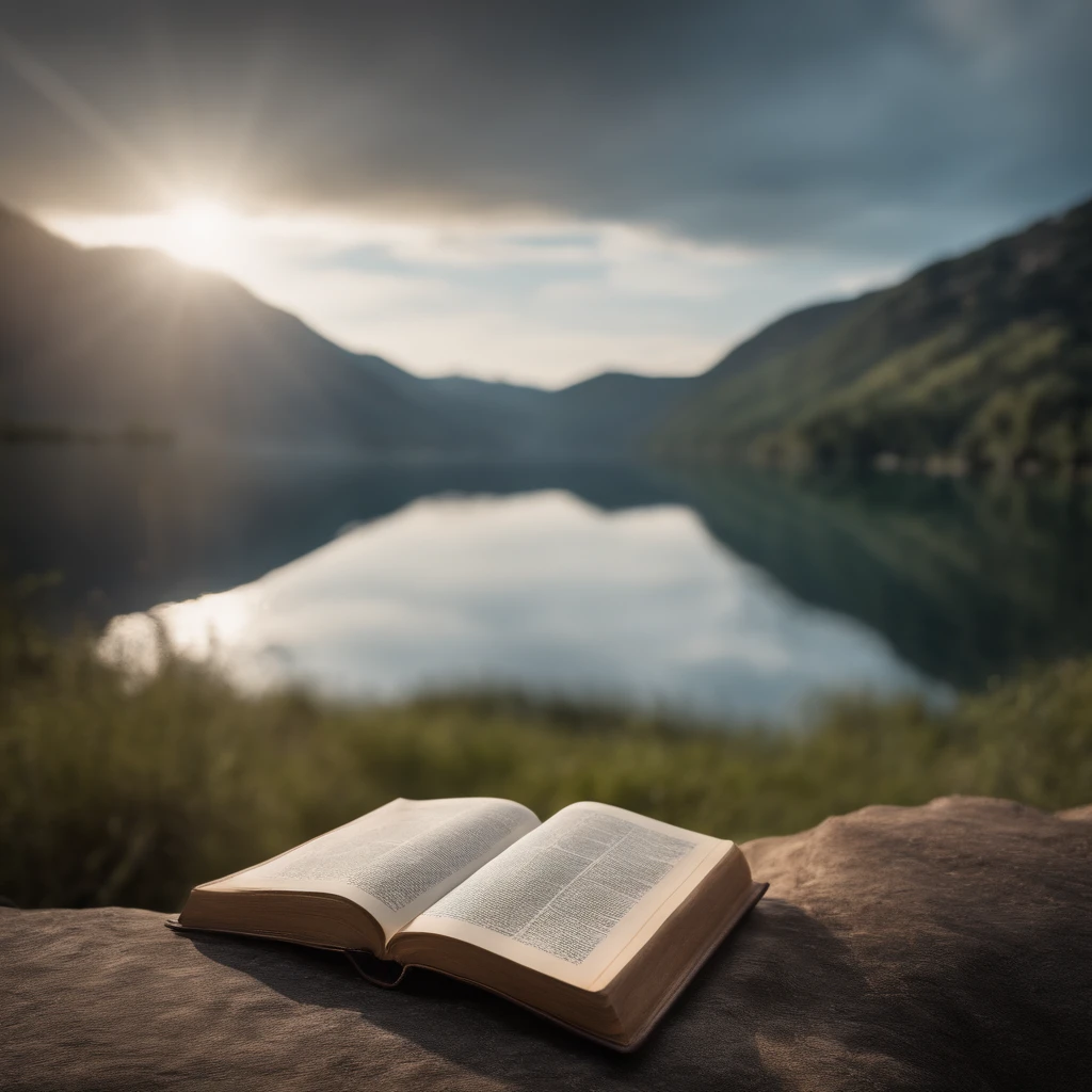 Open Bible in a beautiful paradise