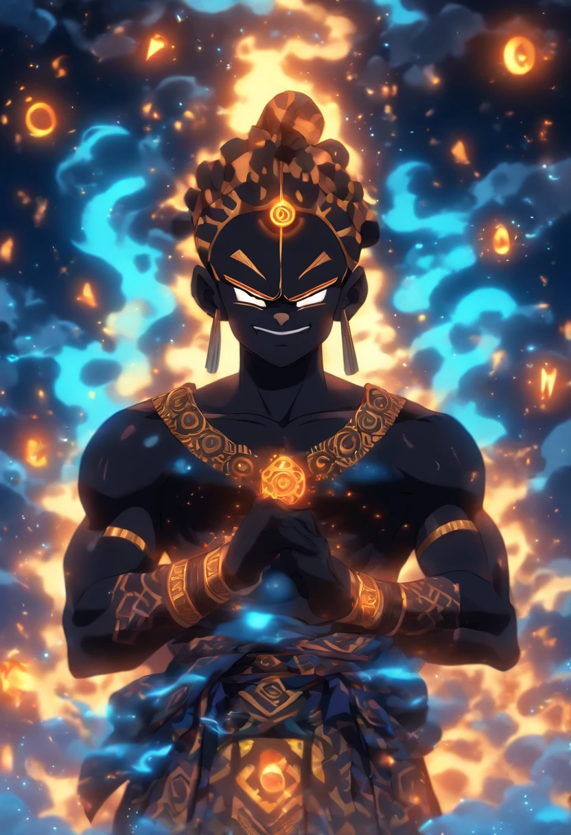 (((NYAME))) best quality, ultra-high resolution, 4K detailed CG, master piece,Nyame,man,old man,African God,old,black,Ghanaian clothing,African mythology,Ghana,((standing pose)) , Image African, aesthetic, screen-centered
