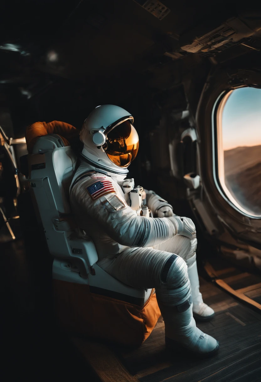 Astronauta caminhando na marte, Soldado futurista, Sony A7r, Lente 50mm, brilho matinal, 8k