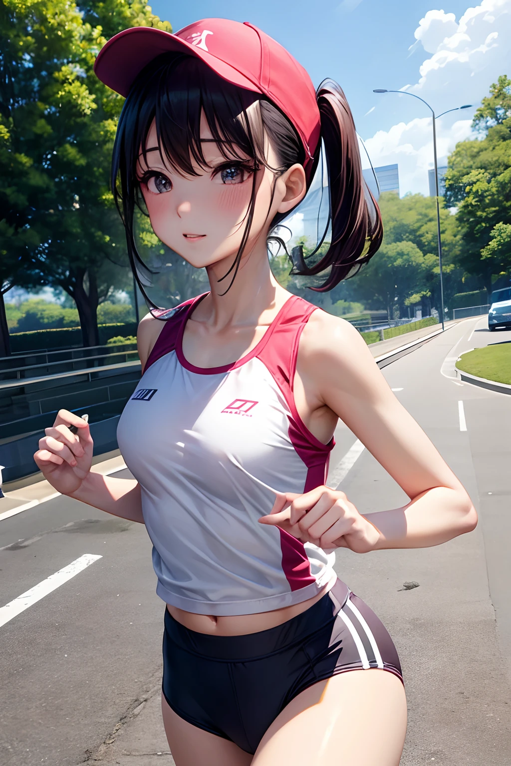 A sexy、(Whole body-V、4-S750)、a park、Running Wear、Running、