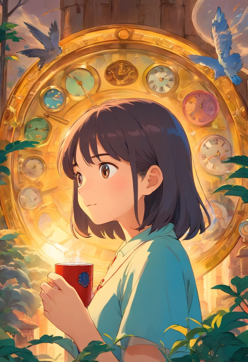 LIVRO COM RELOGIO E CHA IMAGEM PEQUENA QUE CAIBA EM UMA FOTO DE PERFIL