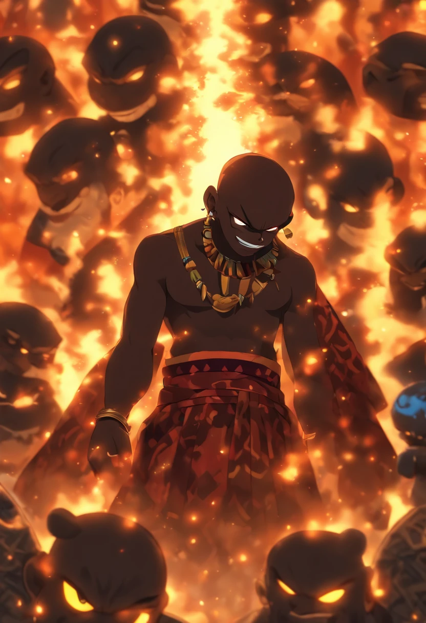 (((NYAME))) best quality, ultra-high resolution, 4K detailed CG, master piece, Nyame, old man, bald, white beard, Ghanaian clothing, African mythology, Ghana, ((Ashanti God)) , African image, aesthetic, centered on the screen