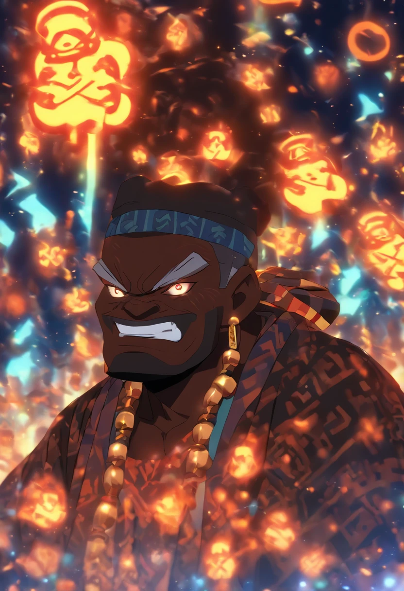 (((NYAME))) best quality, ultra-high resolution, 4K detailed CG, master piece, Nyame, old man, bald, white beard, Ghanaian clothing, African mythology, Ghana, ((African God)) , African image, aesthetic, centered on the screen