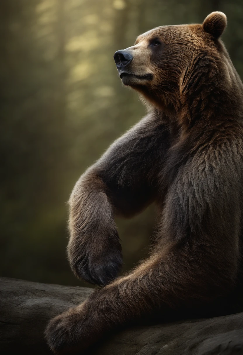 Um urso com uma coroa, Biomechanicals, estranho, assustador, Pesadelo, cores muito brilhantes, light particles, com luz brilhante, Mshiff, Arte do papel de parede, Papel de parede UHD