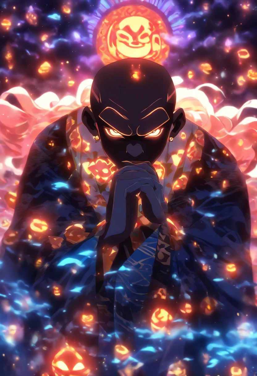 (((NYAME))) best quality, ultra-high resolution, 4K detailed CG, master piece, Nyame, old man, bald, white beard, Ghanaian clothing, African mythology, Ghana, ((close to camera)) , African image , aesthetic, centered on screen