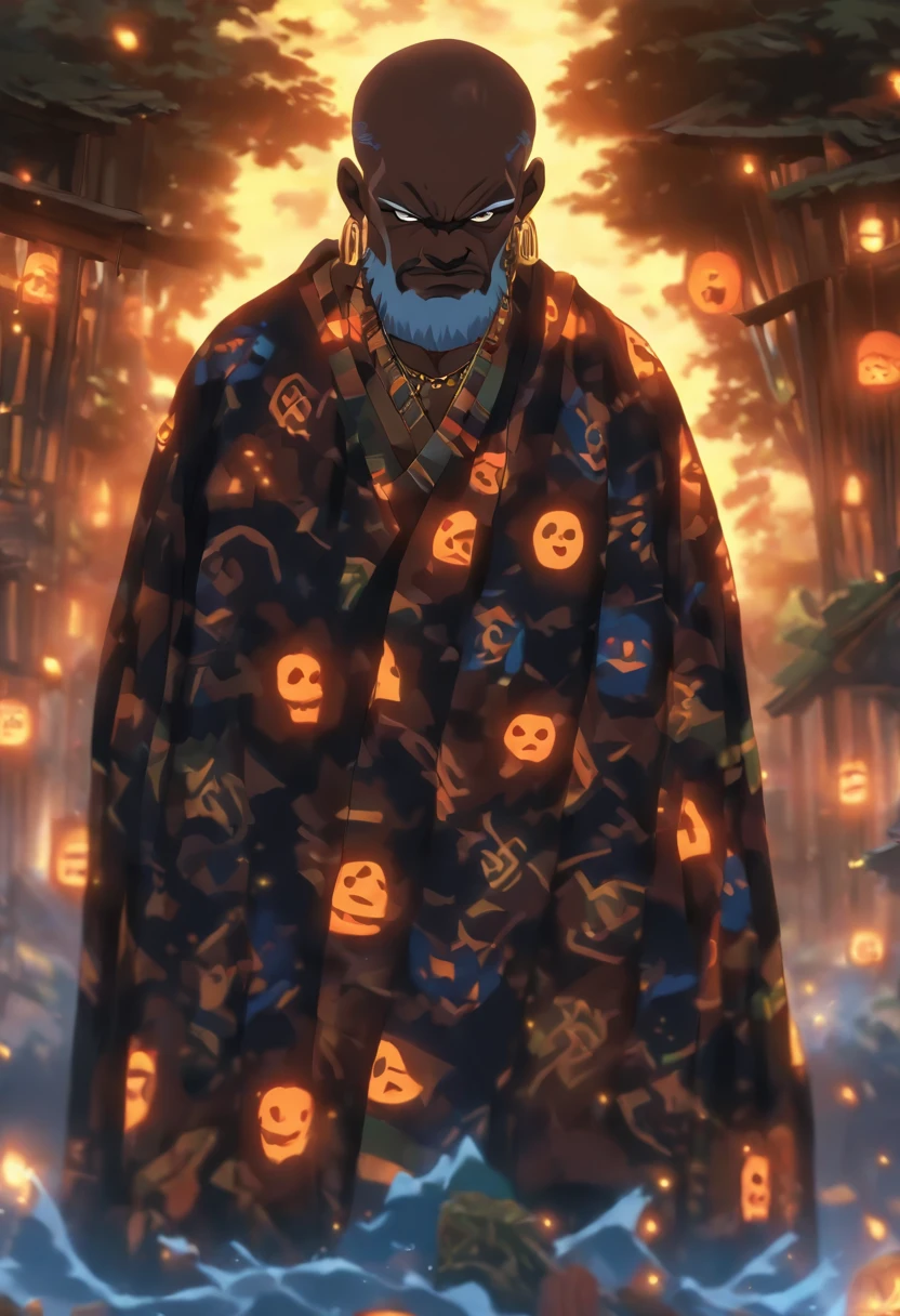(((NYAME))) best quality, ultra-high resolution, 4K detailed CG, master piece, Nyame, old man, bald, white beard, Ghanaian clothing, African mythology, Ghana, ((close to camera)) , African image , aesthetic, centered on screen