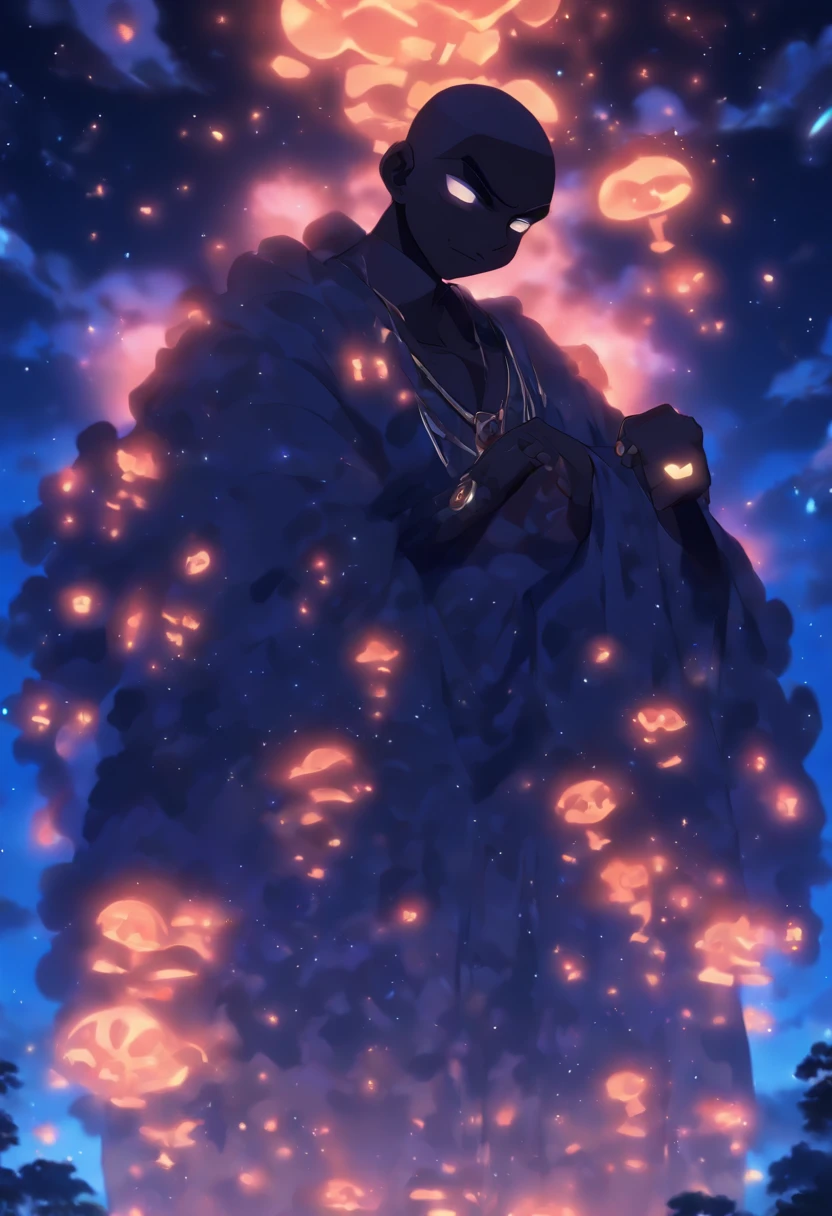 (((NYAME))) best quality, ultra-high resolution, 4K detailed CG, master piece, Nyame, old man, bald, no hair, white beard, Ghanaian clothing, African mythology, Ghana, ((night sky in the background) ), African image, aesthetic, centered on screen