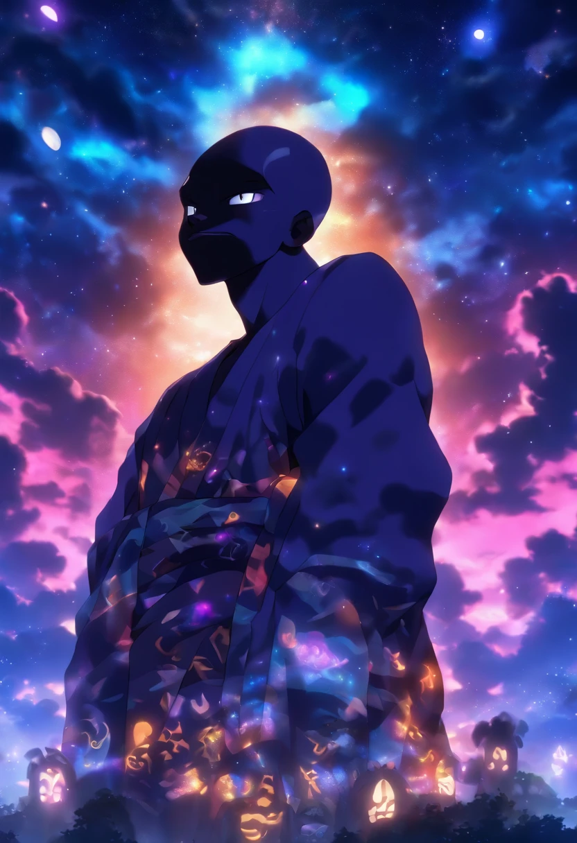 (((NYAME))) best quality, ultra-high resolution, 4K detailed CG, master piece, Nyame, old man, bald, no hair, white beard, Ghanaian clothing, African mythology, Ghana, ((night sky in the background) ), African image, aesthetic, centered on screen