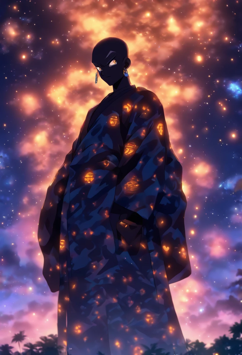 (((NYAME))) best quality, ultra-high resolution, 4K detailed CG, master piece, Nyame, old man, bald, no hair, white beard, Ghanaian clothing, African mythology, Ghana, ((night sky in the background) ), African image, aesthetic, centered on screen