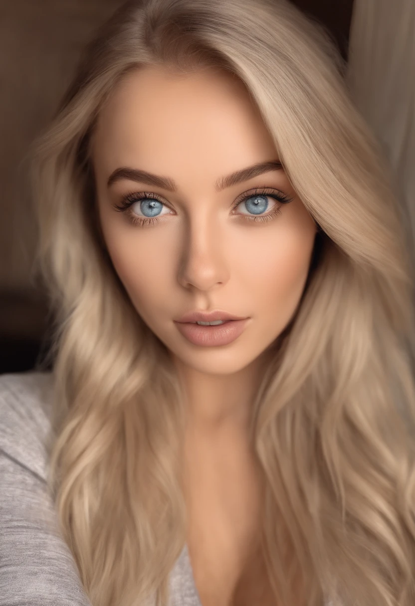 arafed woman fully , sexy girl with blue eyes, ultra realistic, meticulously detailed, portrait sophie mudd, blonde hair and large eyes, selfie of a young woman, bedroom eyes, violet myers, without makeup, natural makeup, looking directly at the camera, face with artgram, subtle makeup, in club, medium to large size bust