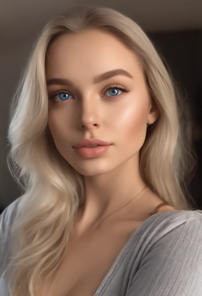 arafed woman fully , sexy girl with blue eyes, ultra realistic, meticulously detailed, portrait sophie mudd, blonde hair and large eyes, selfie of a young woman, bedroom eyes, violet myers, without makeup, natural makeup, looking directly at the camera, face with artgram, subtle makeup, in club, medium to large size bust
