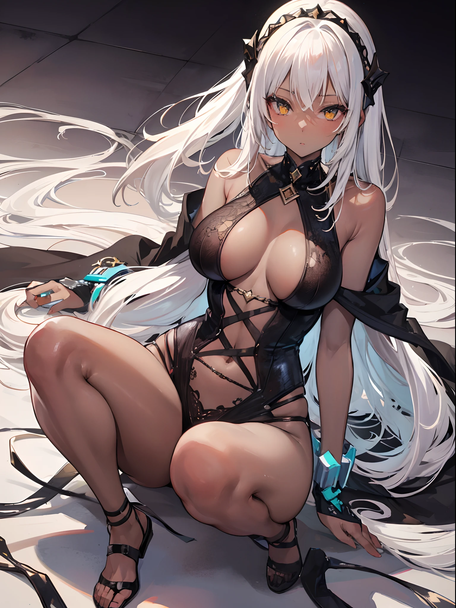 1girl, ((milf)), ((dark skin)), (((sexy clothing))), ((goddess))