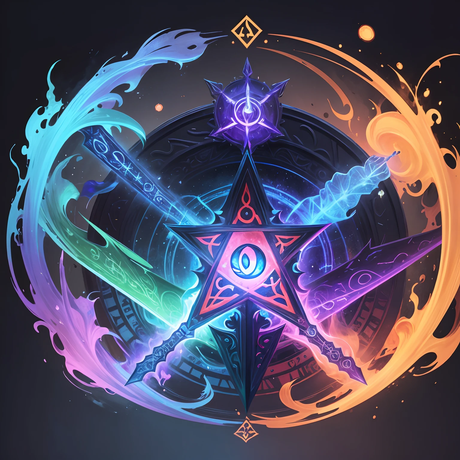 a vibrant logo representing conjuration magic. It will be an icon on spell data for D&D app representing conjuration spells
