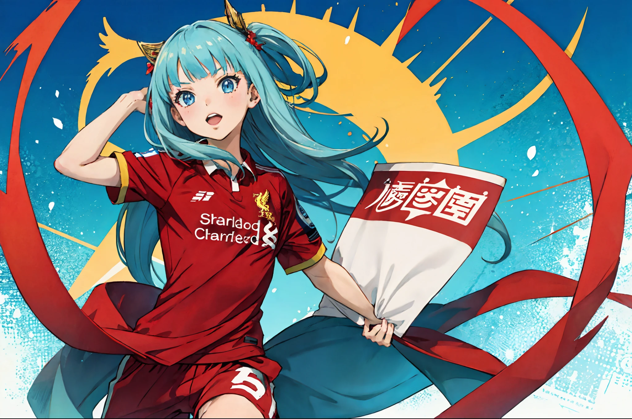 1 girl anime with liverpool fc shirt