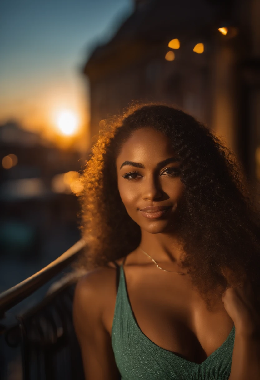 (selfie shot, from above: 1.4), (half-body portrait: 1.4), 24-year-old black mixed-race woman, green eyes (green-eyed woman),beautifull black long hair with blond highlights, walking in a bar RAW uhd portrait photo, natural big breast_b, city background at night, (yellow sundress), (crack), detailed (texture!, hair!, shine, color!!, flaws: 1.1), (looking at camera), specular light, dslr, extreme quality, sharp focus, sharp, dof, Film grain, (centered), Fujifilm XT3, crystal clear, center of frame, cute face, sharp focus, street lamp, neon lights, bokeh, (dark light), low key, night, (night sky ) detailed skin pores, oil light skin,