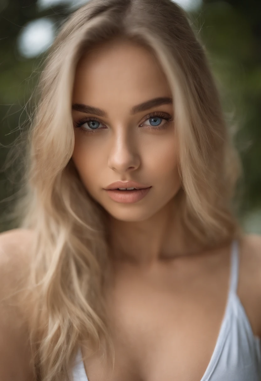 woman with matching tank top and panties, fille sexy aux yeux bleus, Portrait Sophie Mudd, Portrait de Corinna Kopf, cheveux blonds et grands yeux, selfie of a young woman, ohne Maquillage, maquillage naturel, Look directly into the camera, Visage avec Artgram, dezentes Maquillage, Superbe photo du corps entier, dans la chambre, gros seins, Blonde, Latin