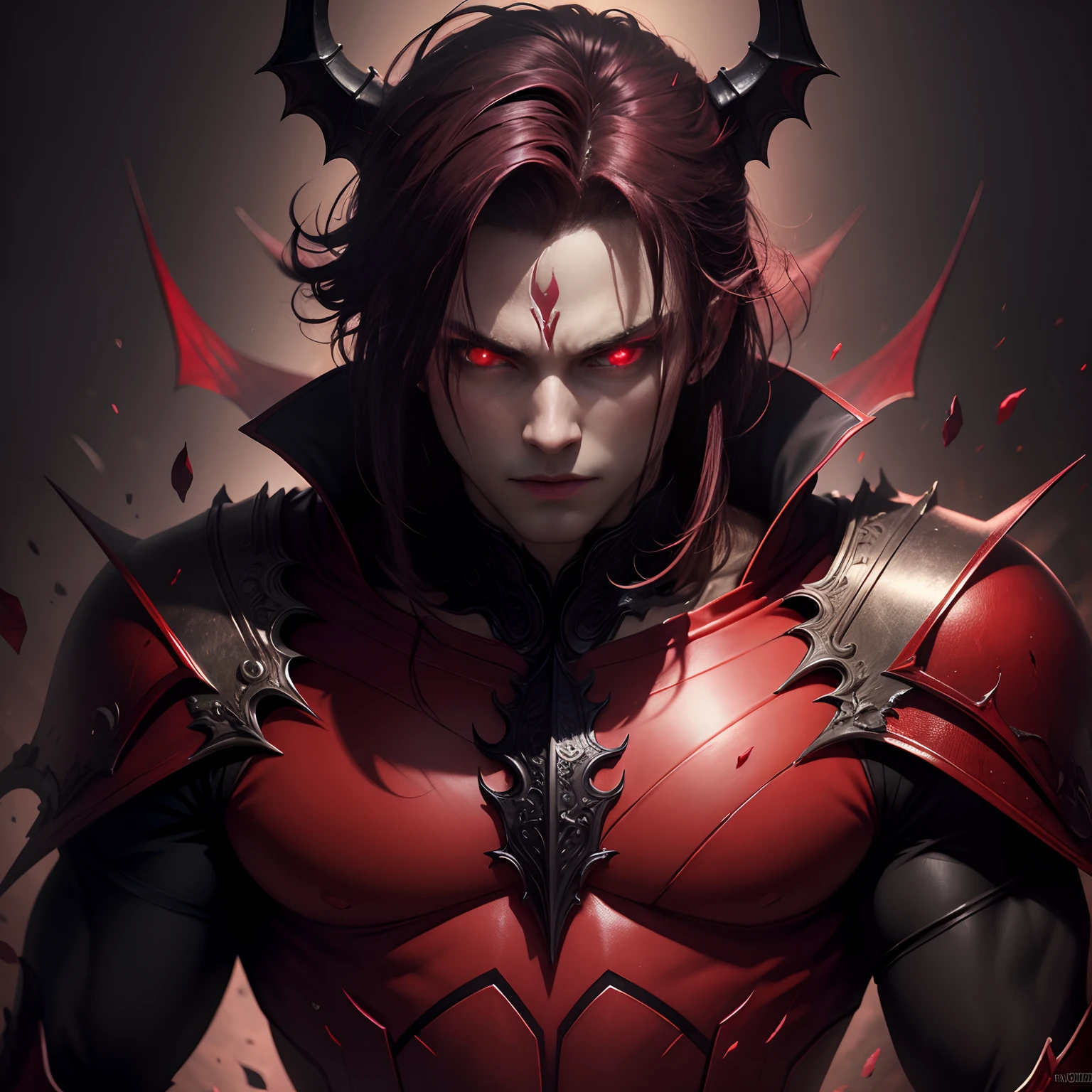 Male darkness in Hell, with red eyes