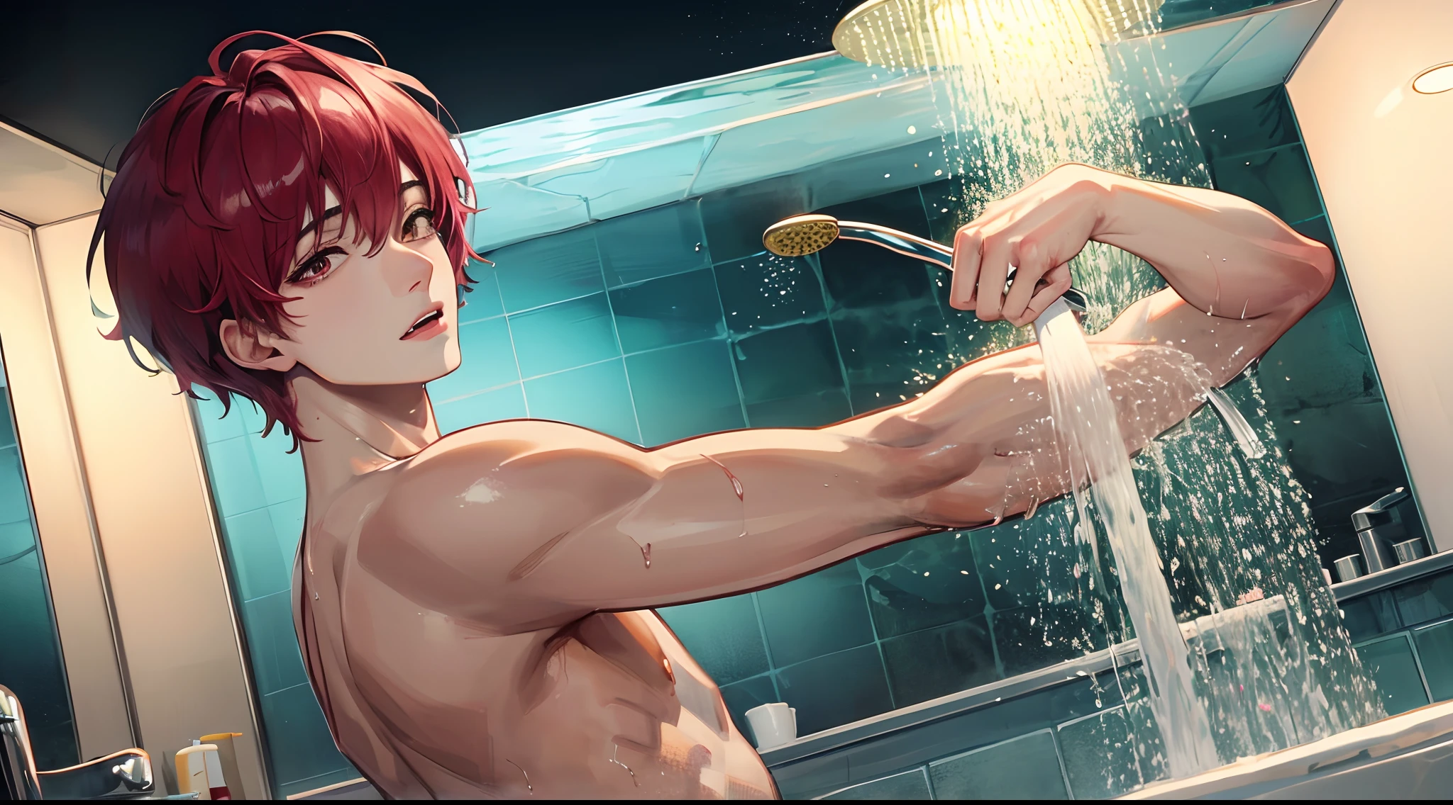 Jungkook from BTS taking a shower at night