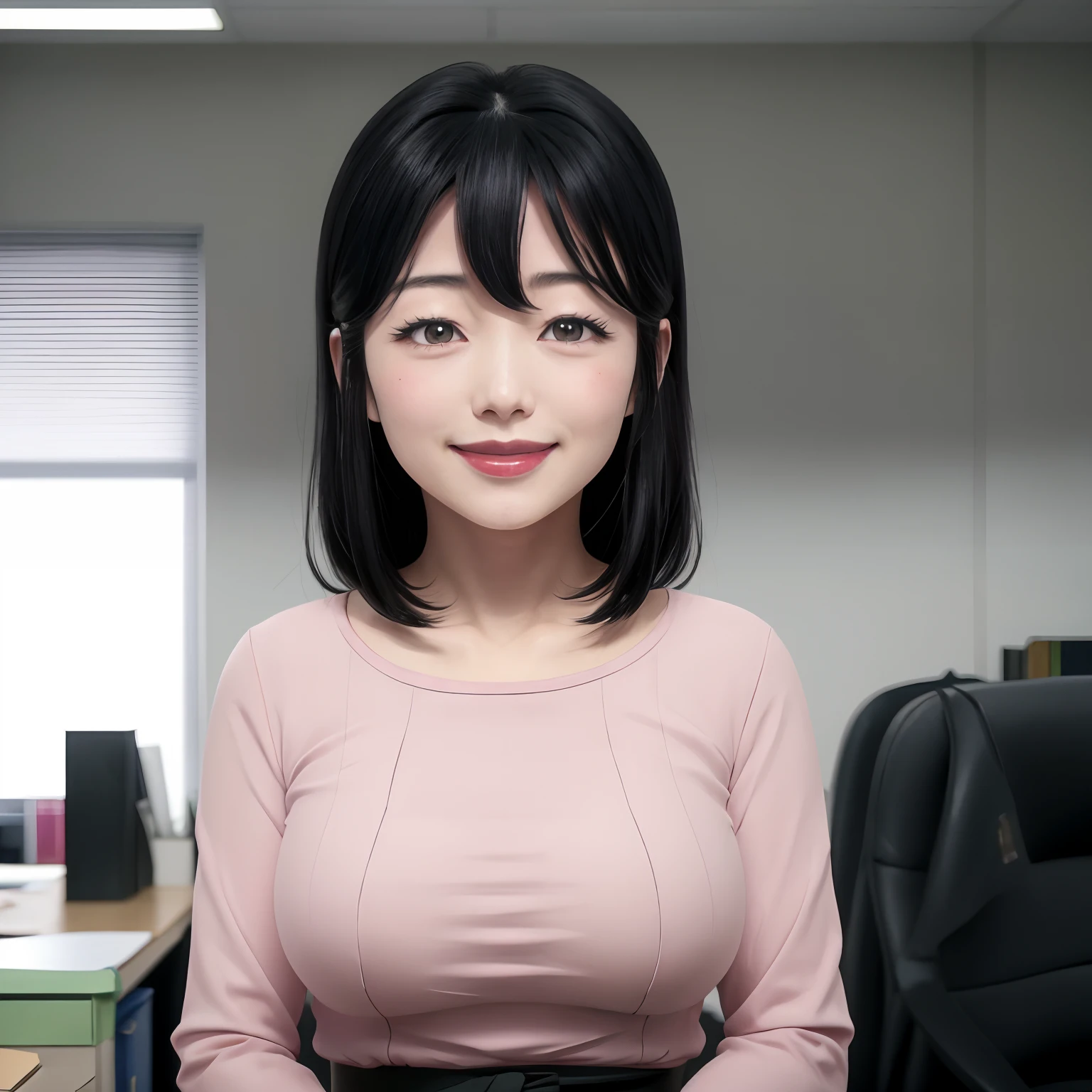 saori_ootori, office_lady,  upper body, smile masterpiece, best quality, black hair,