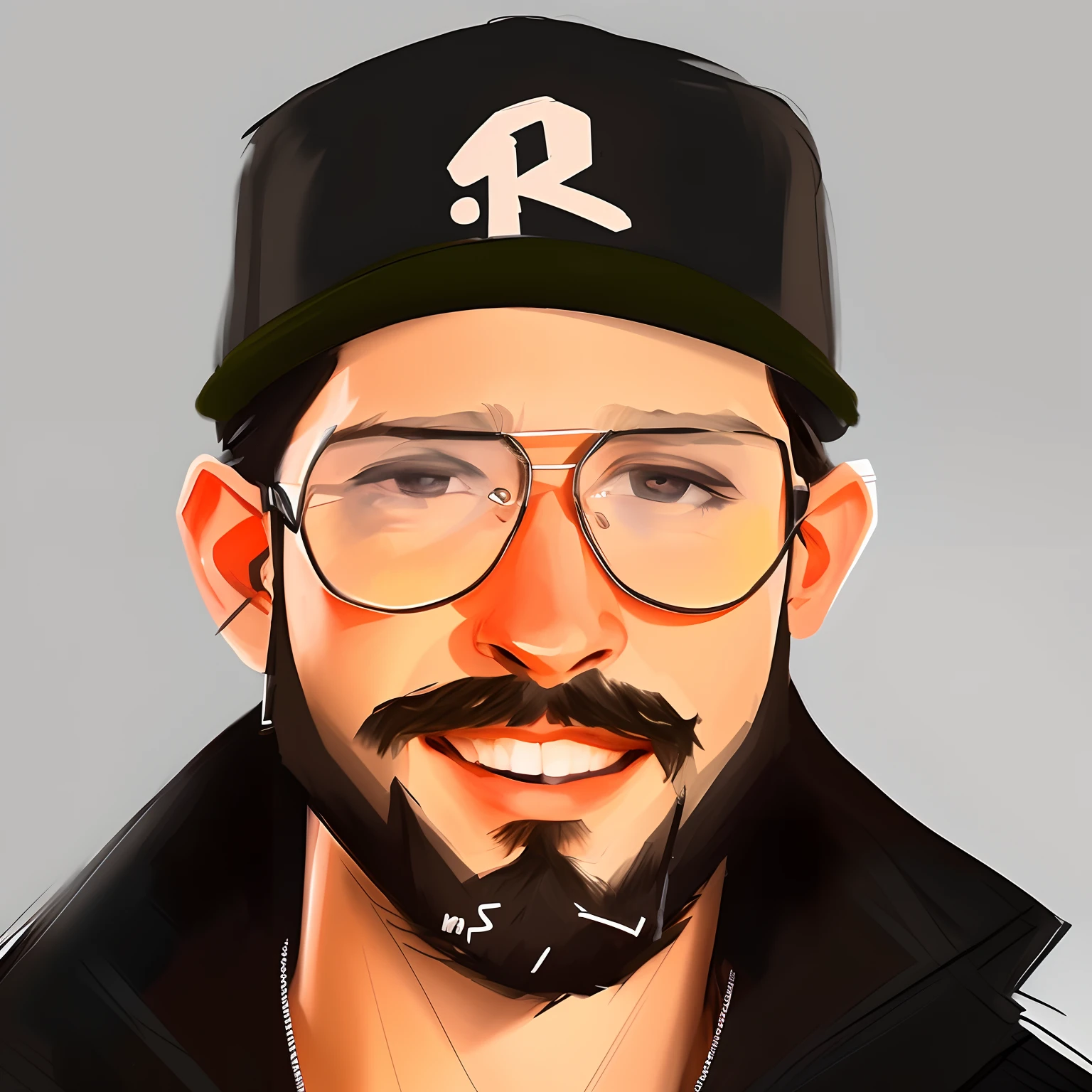 there is a man with a beard and glasses wearing a hat, Rossdraw 1. 0, RossDraw Retrato, Rossdraw 2. 0, #1 pintura digital de todos os tempos, # 1 pintura digital de todos os tempos, retrato de alta qualidade, realismo artstyle, pintura digital dos desenhos animados, digital illustration portrait, Retrato 2D, retrato de ultra realista