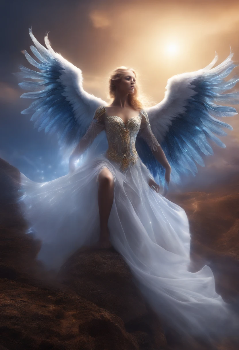 Anjo da guarda e a chama divina, Amazing and impactful image, very detailed and flawless, 4k definition