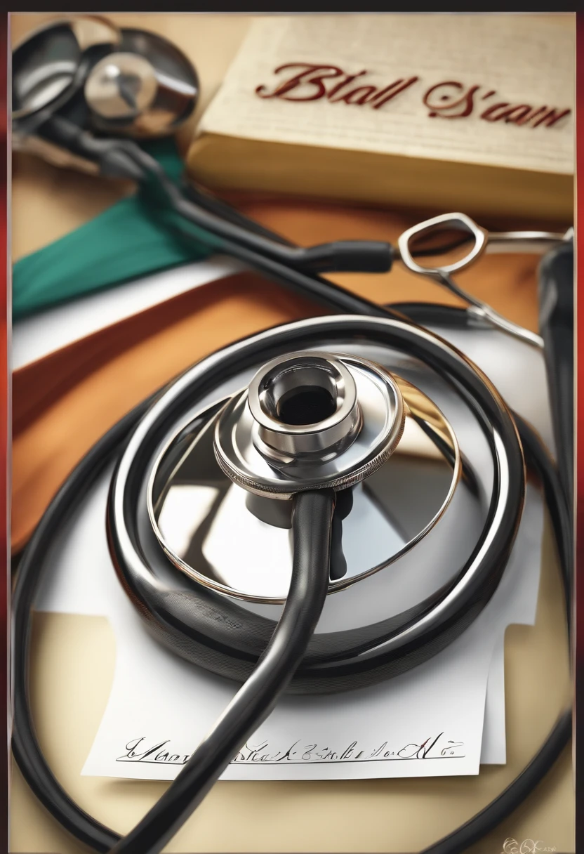 Make an image of stethoscope with caption of my name as "bilal hassan".
