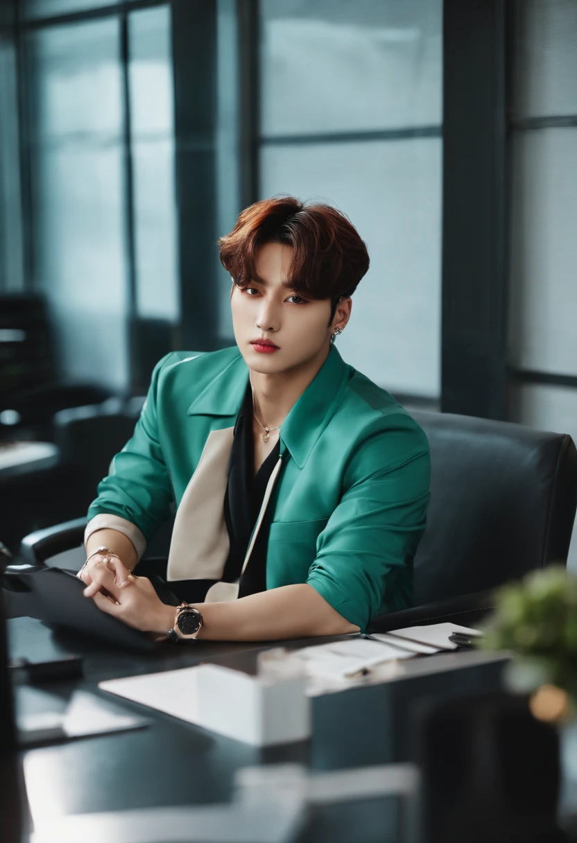 Jungkook from BTS mafia boss in a office