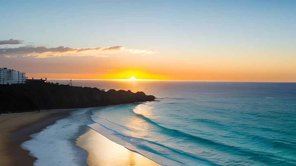 Fotografia de uma praia, areal mar ao fundo