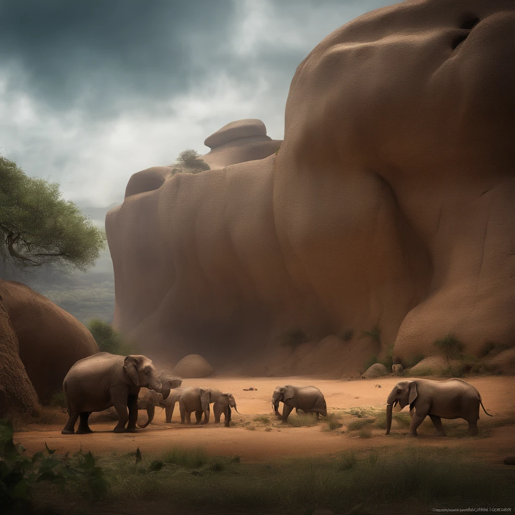Prehistory, melhor qualidade, master part, ultrahigh-resolution, (fotografia realista:1.4), Surrealismo, Semelhante a um sonho, FusionArt, Vagueie pelo mundo, Prehistory