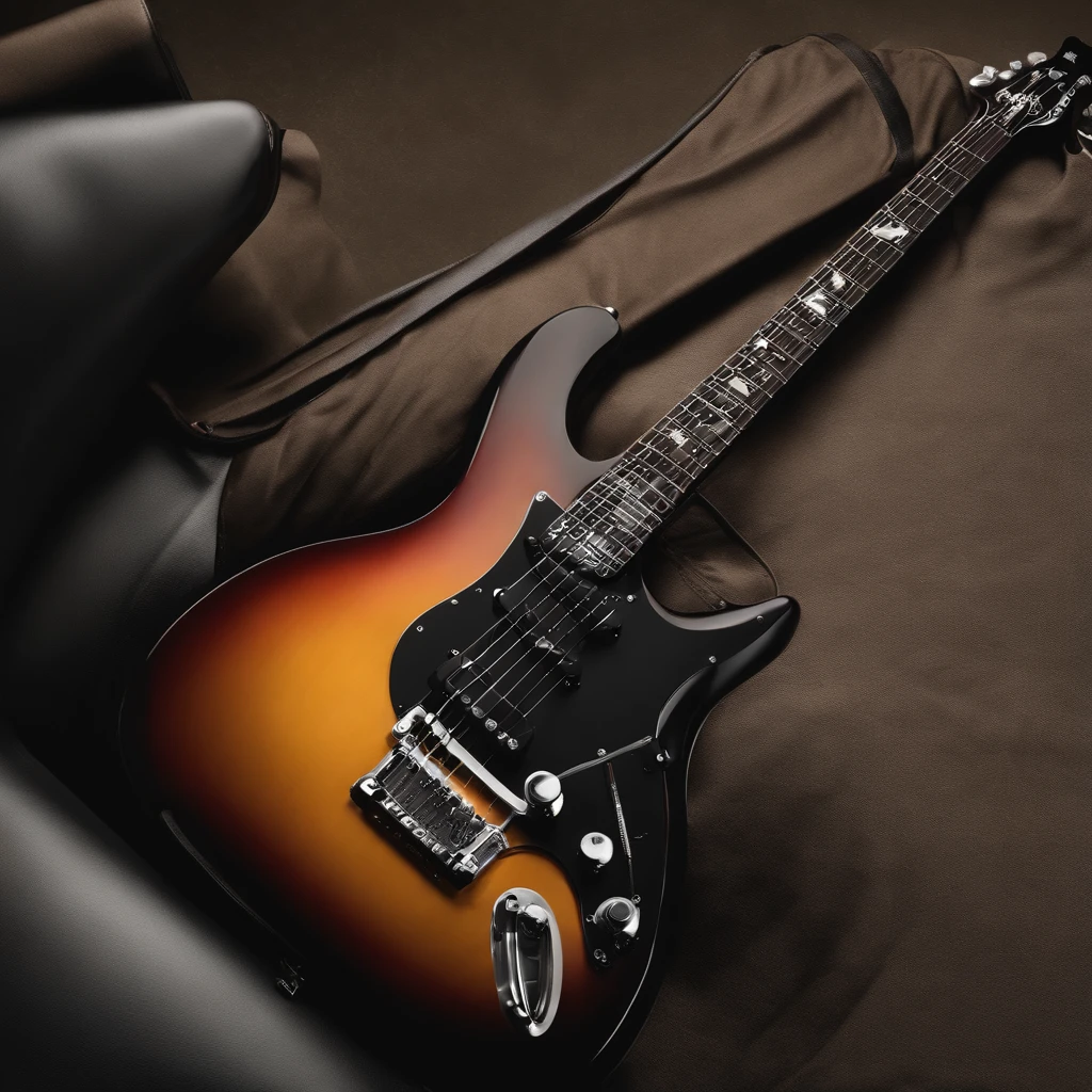 "Create a rock 'n' roll album cover full of energy and attitude. Draw inspiration from the genre's rebellious roots, with electric guitars, luzes brilhantes e um design que grite 'rock' em todas as notas visuais. Let the color palette pulse with the spirit of rock and ensure that the image is as electrifying as a live performance on stage."