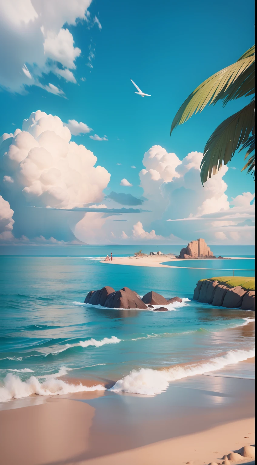 Beach Ocean, Summer Fresh, 3 D Rendering Stylized, Stylized 3D Rendering, Stylized to 3D Rendering, Rolands Zilvinski 3D Render Art, 3D Stylized Scenes, Relaxation Concept Art, Stylized Concept Art, (Octane Rendering) Fantasy Style, Stylized 3 D