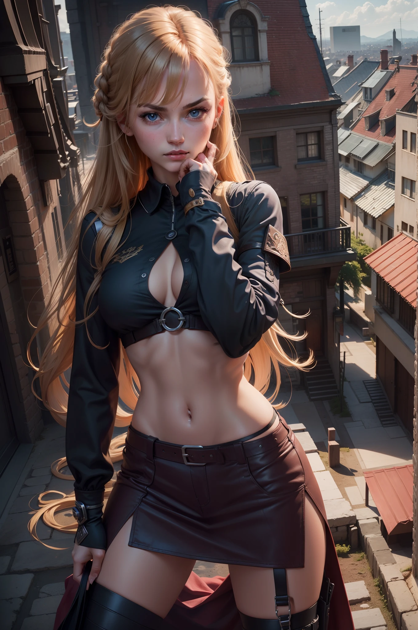 "hand on her chin, Detailed arm, Incredible details in high resolution".
