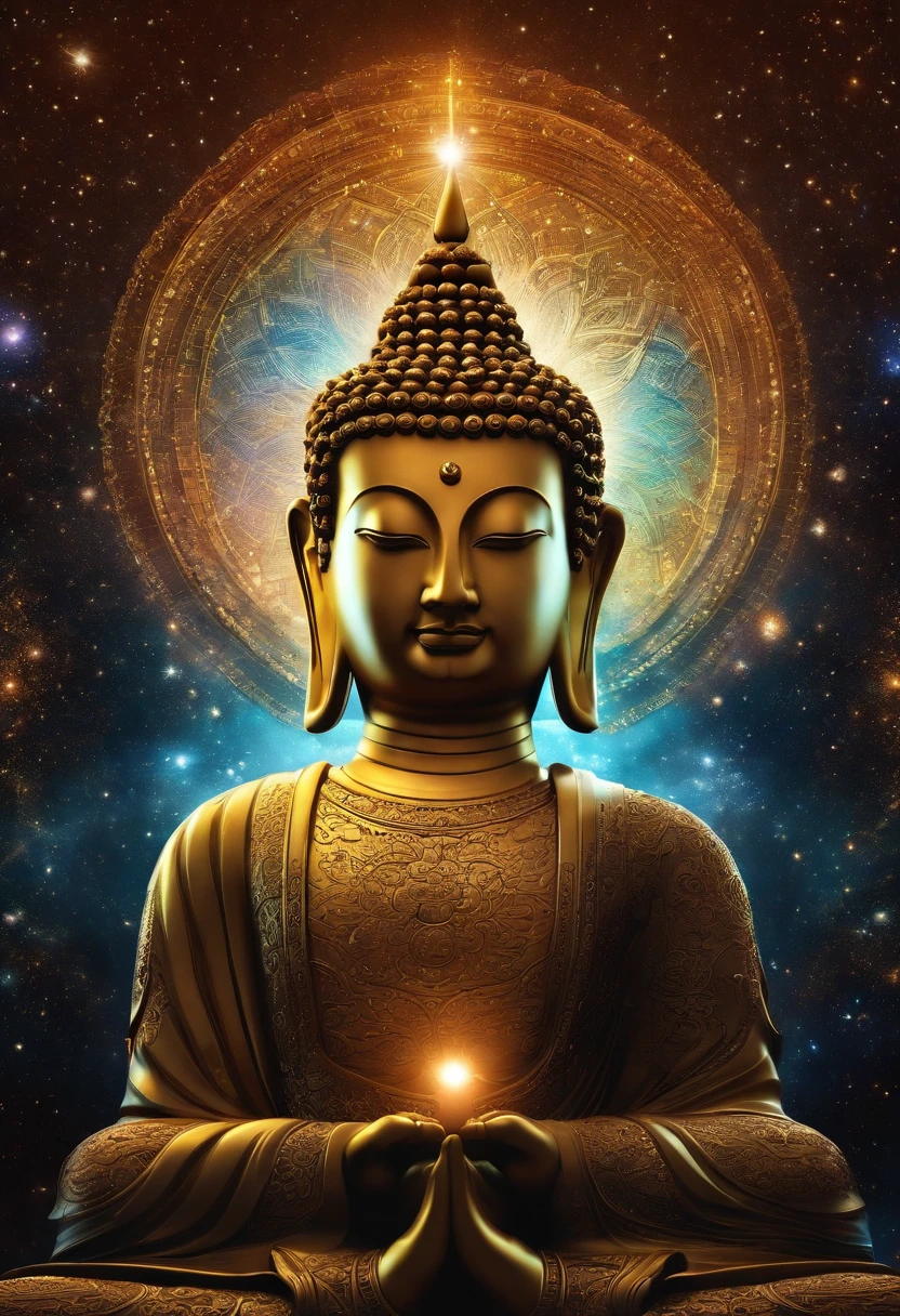 Cosmic Shidarta Buddha, mediantes , universo, cosmo , matrix, Ojos claros y brillantes, espritualidad, misterioso, luz, conexion yo superior, colores muy brillantes, light particles, con luz brillante, Mshiff, Arte de papel pintado, Fondo de pantalla UHD
