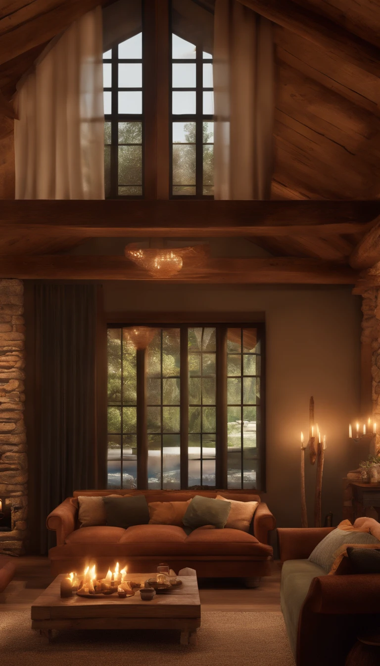 (ultra realistic, alta qualidade, intrincado), ( A rustic inn and a warm fireplace),( cama com cobertura de pelos acomchegante) (texturas coloridas altamente detalhadas), (Cinematic lighting, master part), (colorido, ultra realistic, alta qualidade, ultra detalhado, foco nítido, 8k UHD, Super afiado.