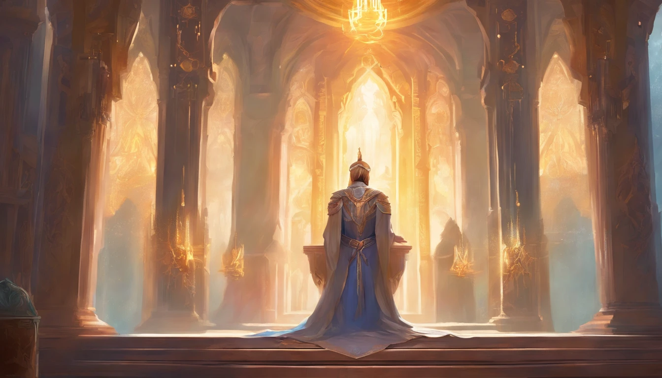 King kneeling praying in a Christian temple