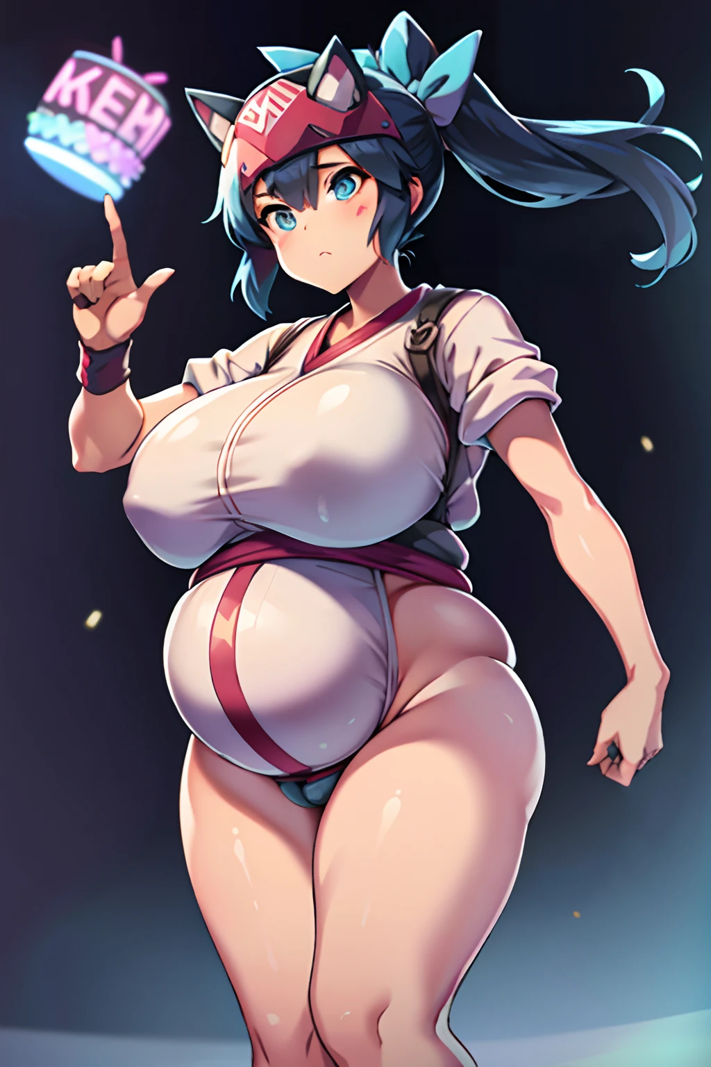 KirikoOver, 1girl, solo, mask, glowing eyes, glowing, japanese clothes, looking at viewer, bow, blue eyes, black hair, hair bow, fox mask, pink bow, upper body, mask on head,(thicc:0.5), (WeightImmobile:1.3), (obese:1.2) (round face:1.3), huge belly, wide hips, from below, discoelysium, legs spread, muffin top, pudgy, Big Bump pregnant, Big boobs, Big pregnant Belly, Big Pregnant girl, Largest Belly of Pregnant, Huge Pregnancy, Huge 9 months Pregnancy Belly, huge belly expansion, huge belly girl