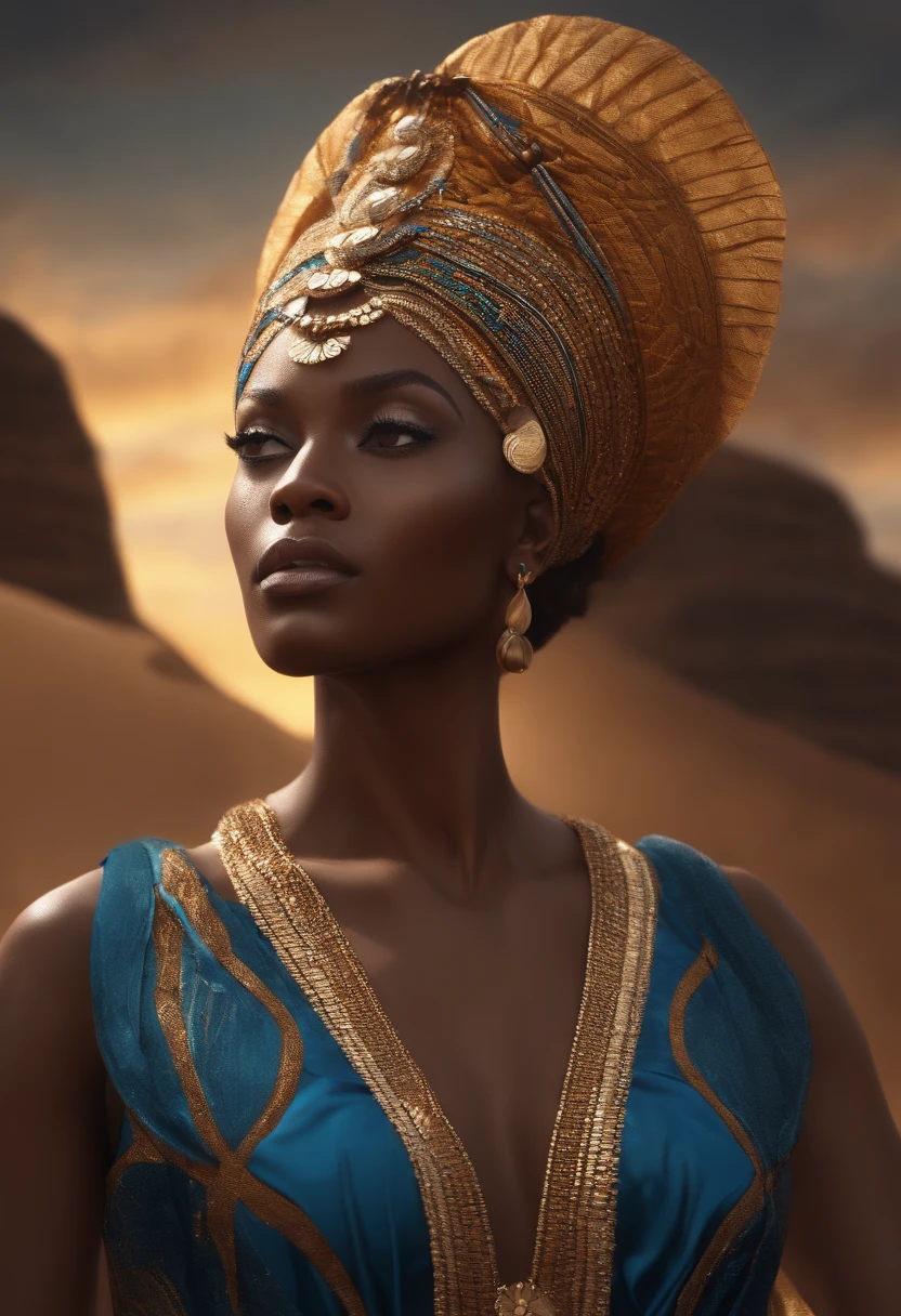 (Professional 3D rendering:1.3) de (Realistic:1.3) Foto de arte mais bonito do mundo，(((SOMENTE O ROSTO)))Yemanja, orisha, rainha africana,roupas azuis,Orixá queen of the oceans,cores azuis, vestindo um ade detalhado e intrincado, olhar materno, cosmic goddess,impressionismo,Afrofuturista, corpo inteiro 8k unidade render, poros da pele, very dark lighting, sombreamento pesado, circunstanciado, rosto detalhado, (Vibrando, fotografia realista, Realistic, Dramatic, Escuro, foco nítido, 8k), (Roupas africanas de tribos :1.4), ((((use tecidos)))), (intrincado:1.4), decadente, (altamente detalhado:1.4), Pintura digital, rendering by octane, art stations, conceito-arte, liso, foco nítido, germe da arte, (Loish:0.23), Wlop Ilya Kuvshinov, e greg rutkowski e alphonse mucha gracias, (global ilumination, studiolight, light volumetric), beira do mar, floating particles,(((close-up rosto))), ((Fundo escuro noite estrelada:1.3)),CGSesociedade,art stations