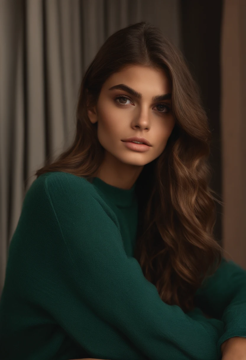 Arafed mujer, Tight sweatshirt, Chica sexy con ojos marrones, Retrato de Kaia Gerber , brown hair and large eyes, selfie de una mujer joven, Ojos Dormitorio , sin maquillaje, Maquillaje natural, staring directly into camera, cara con artgram, maquillaje fino, Impressive long-lasting shot, En el gimansio,