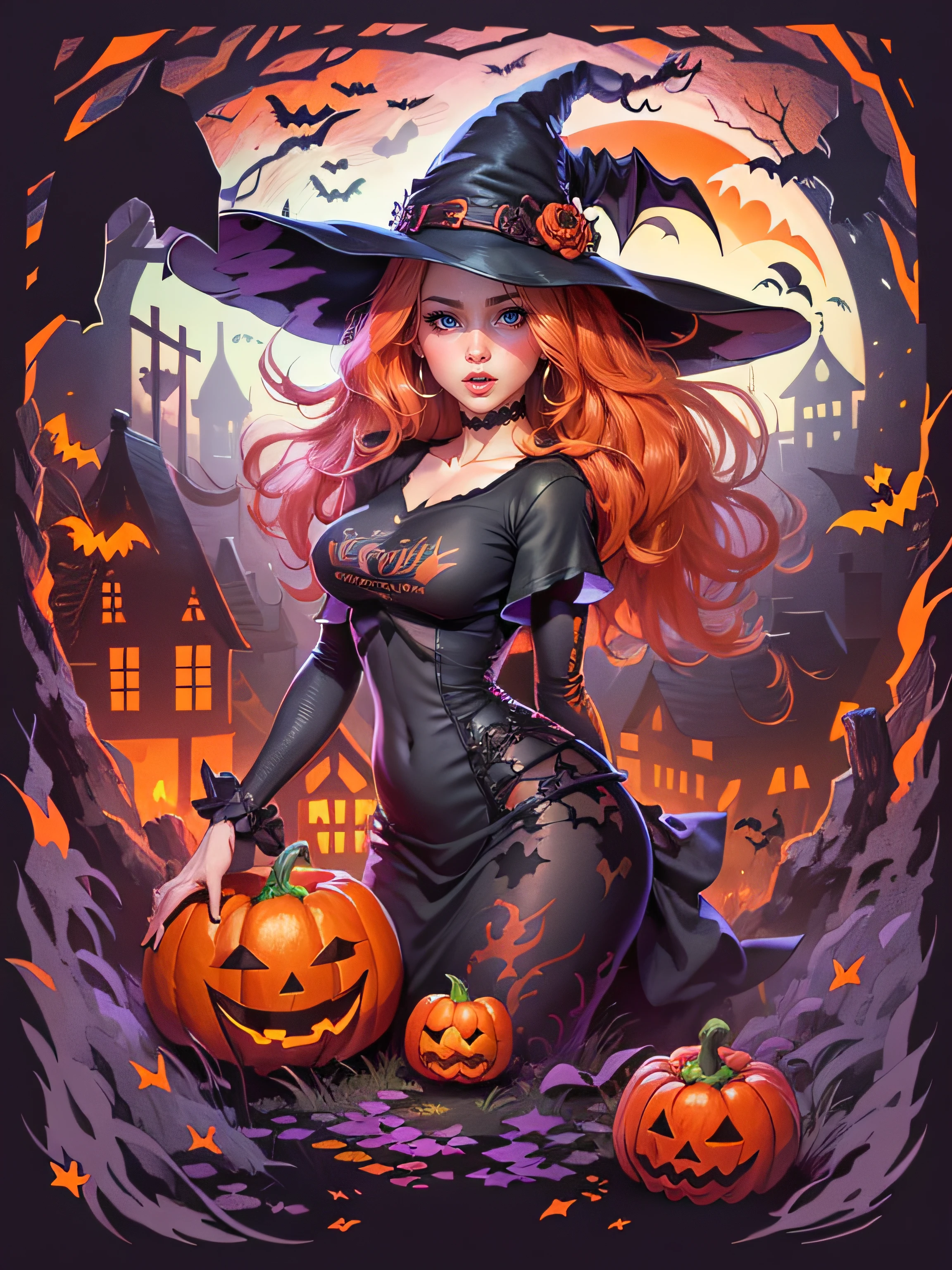 (tmasterpiece,top Quority,best qualtiy,offcial art,Beauty and aesthetics:1.2),halloween scene,(one-girl、pumpkins、ghost:1.3),(Halloween robes:1.2),halloween scene,The is very detailed,(s fractal art:1.2),Extremely colorful,Most detailed,(zentangle:1.2),(dynamicposes) ,(abstract backgrounds:1.5),(many color:1.4),tmasterpiece,best qualtiy,high qulity,A high resolution,16k,primitive,超A high resolution,Hyper-detailing,finely detailled,Very fine and beautiful,The is very detailed,True shadows,anime big breast,Highly detailed painting,Award-winning glamour paintings,Wonderful painting,art-style,Stylized,