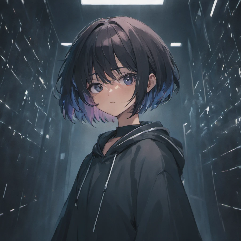 Glasses,Hooded,Short Black Hair,Black Eyes,Computer User,Dark Room,Cyber Security,Hacker