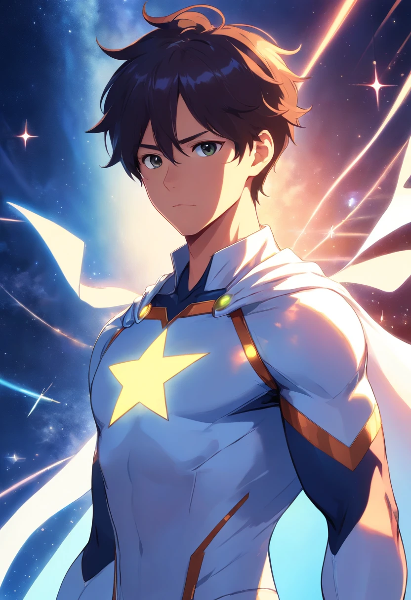 A male superhero in white costume and a star on his chest