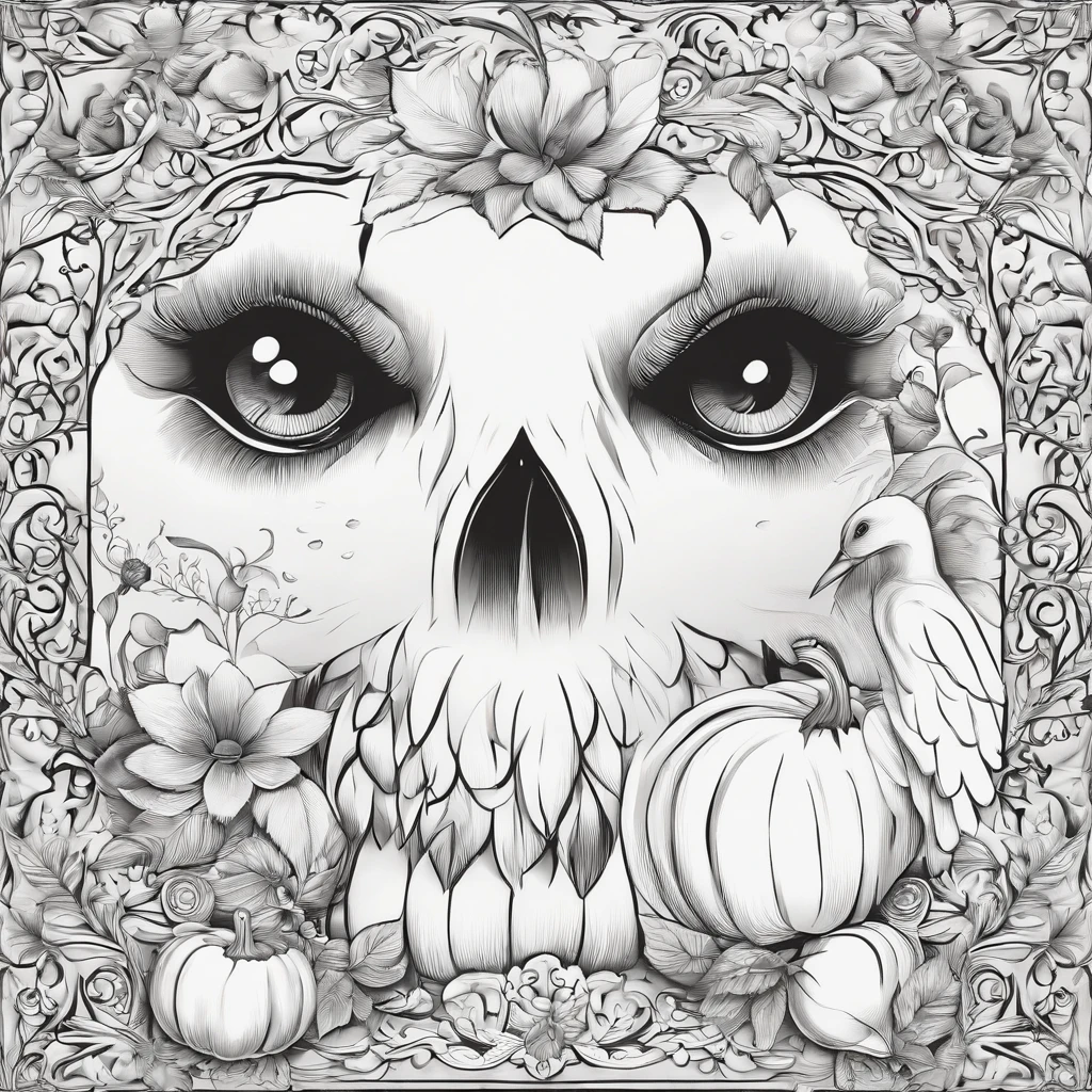 Halloween bonito, estilo dos desenhos animados, plano de fundo do desenho de linha, fundo branco, monocromatic, desenho de linhas, ((esquete)), Baby Coloring Linhas grossas afiadas.