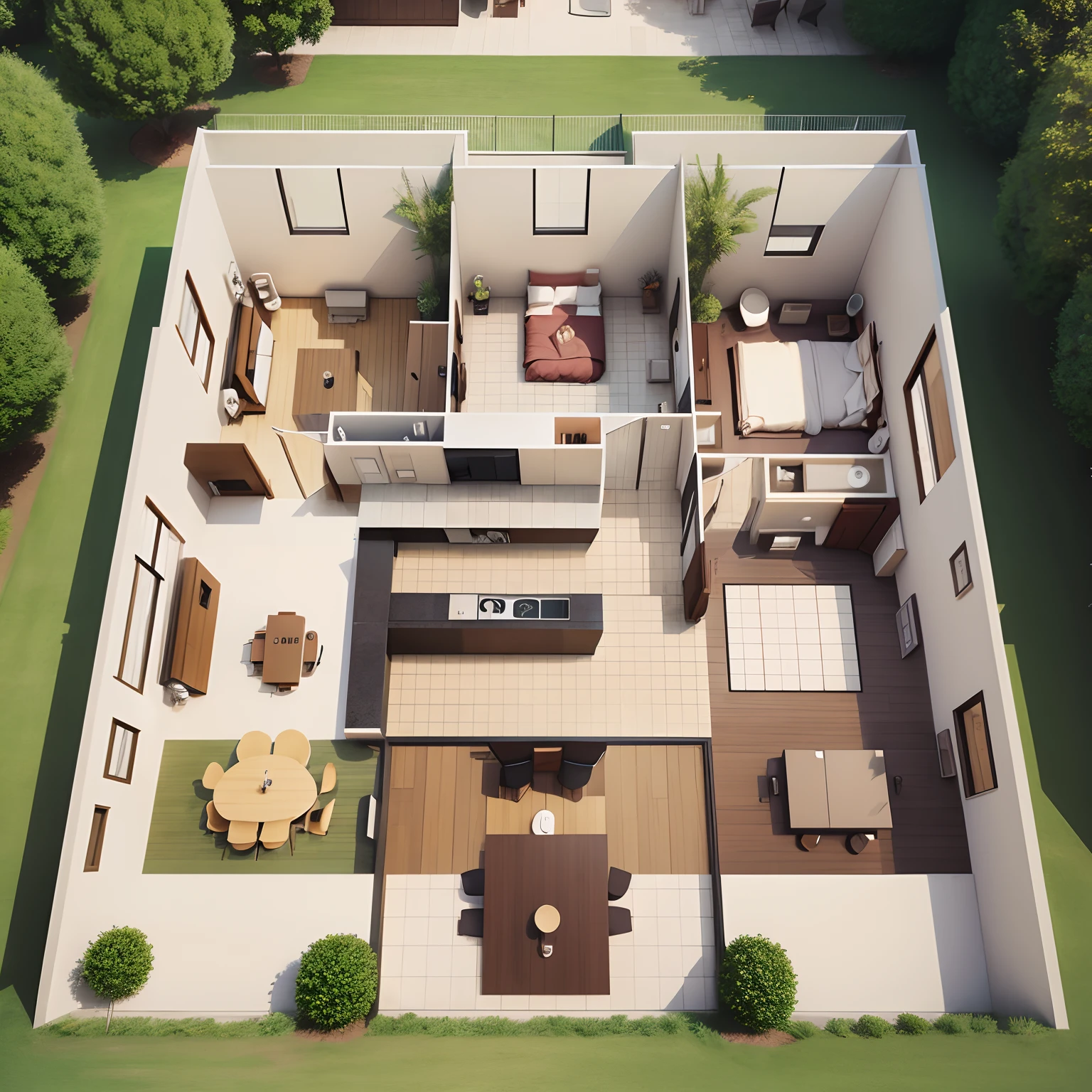 Floor plan of 60 m² single-family building