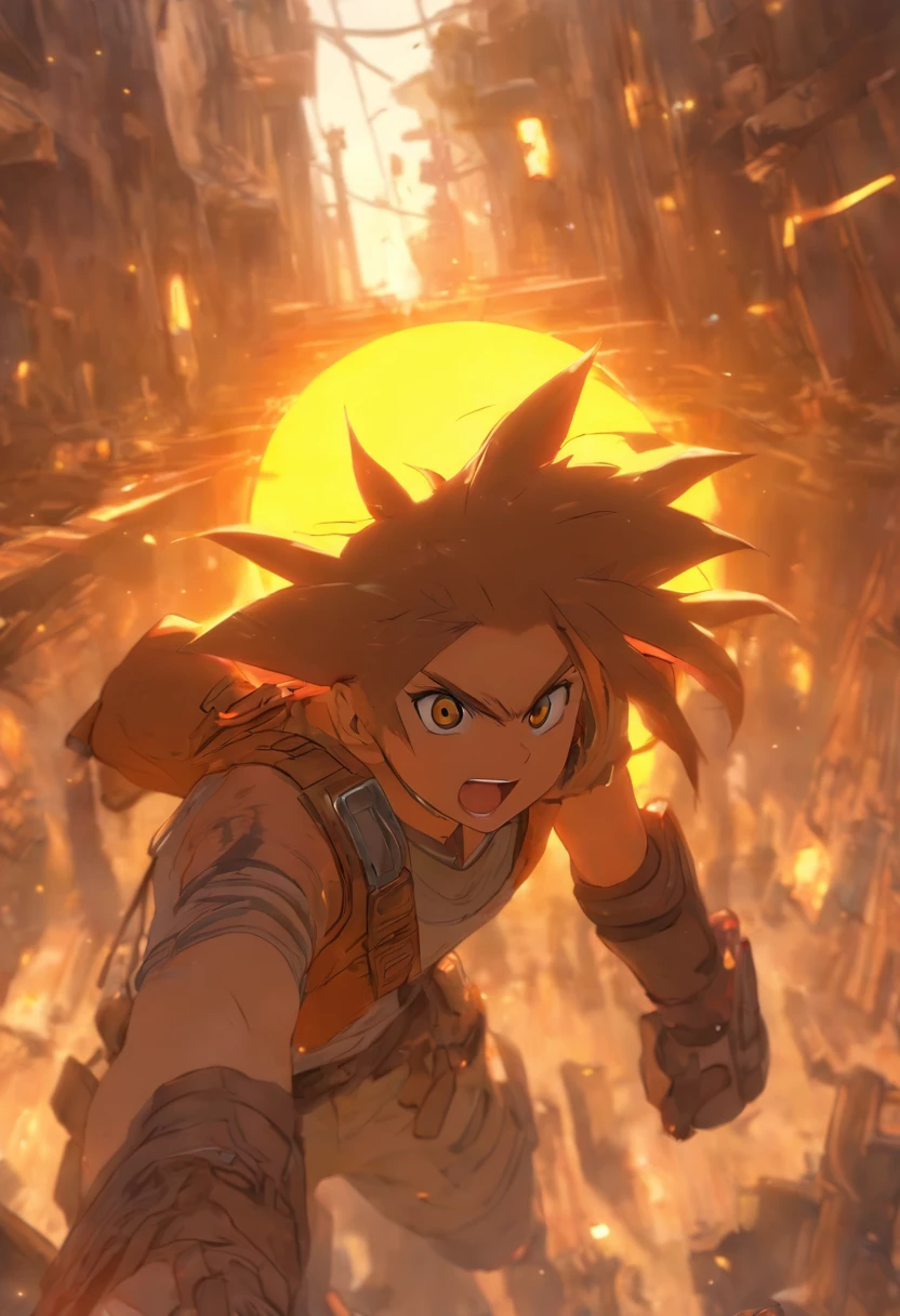 foreshortening, profundidade de campo, master part, best quality, um cara sobrevivendo, brown hair, olhos castanhos, cabelos curtos, numa florestaa, bolha de ar, sozinho, Olhando para o Viewer, Wearing post-apocalyptic survivor clothes,sobrevivenciao, luz solar fraca,